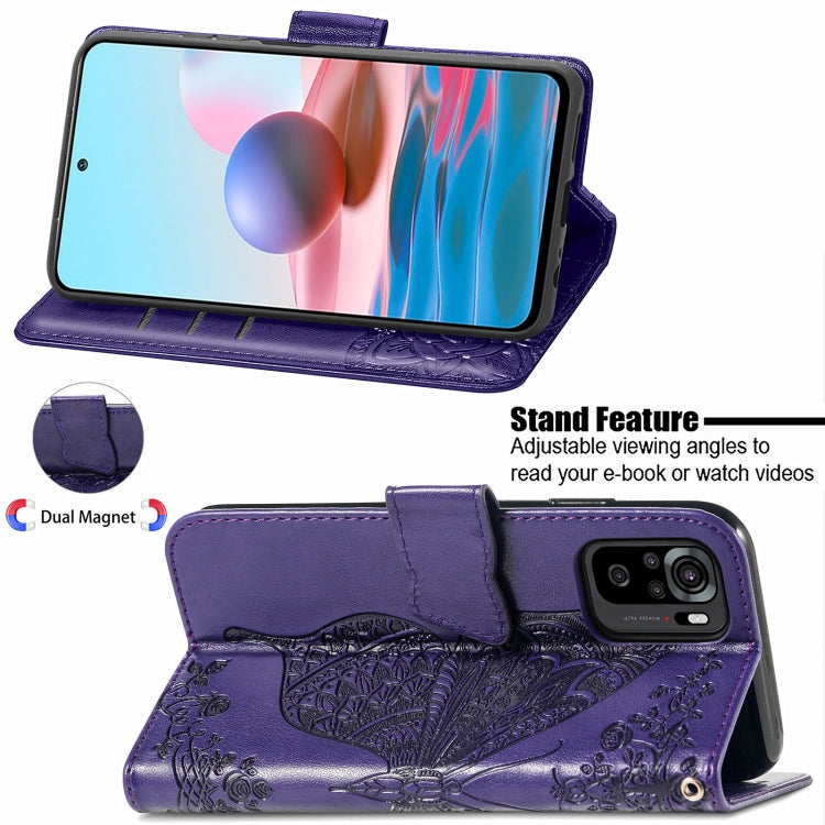 For Xiaomi Redmi Note 10 4G Butterfly Love Flower Embossed Horizontal Flip Leather Case with Bracket & Card Slot & Wallet & Lanyard