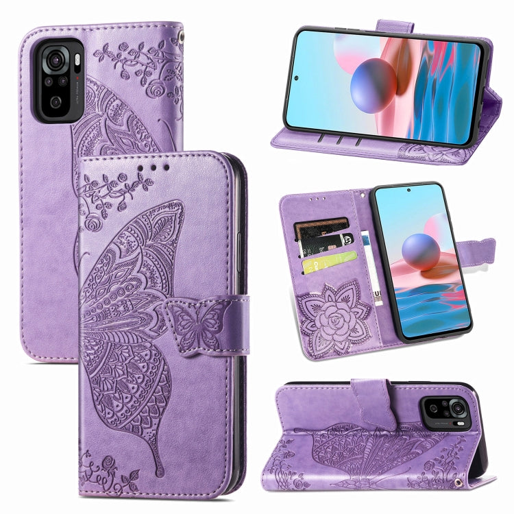 For Xiaomi Redmi Note 10 4G Butterfly Love Flower Embossed Horizontal Flip Leather Case with Bracket & Card Slot & Wallet & Lanyard