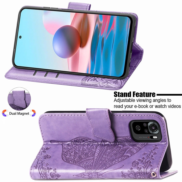 For Xiaomi Redmi Note 10 4G Butterfly Love Flower Embossed Horizontal Flip Leather Case with Bracket & Card Slot & Wallet & Lanyard