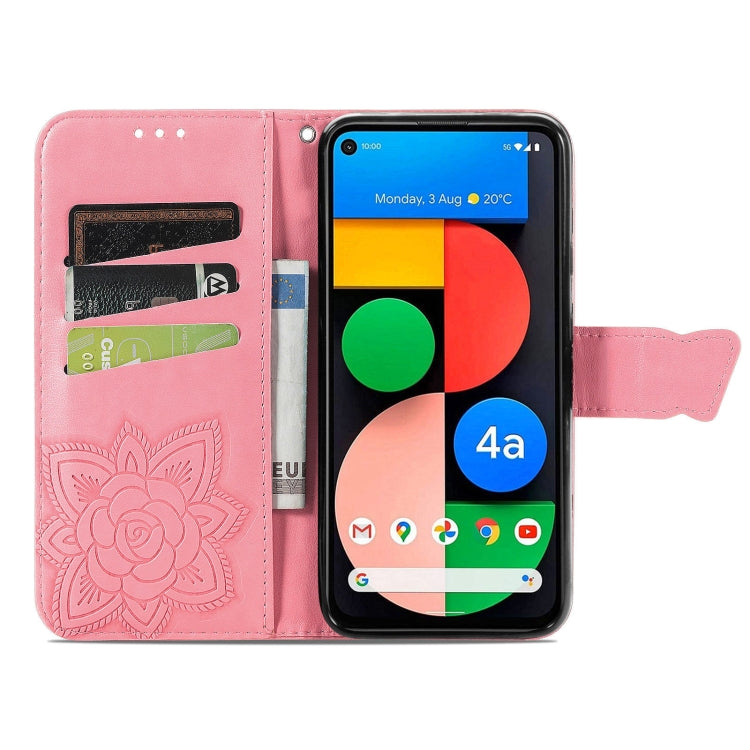 For Google Pixel 5A Butterfly Love Flower Embossed Horizontal Flip Leather Case with Bracket & Card Slot & Wallet & Lanyard