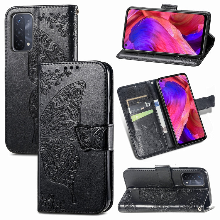 For OPPO A93 Butterfly Love Flower Embossed Horizontal Flip Leather Case with Bracket & Card Slot & Wallet & Lanyard