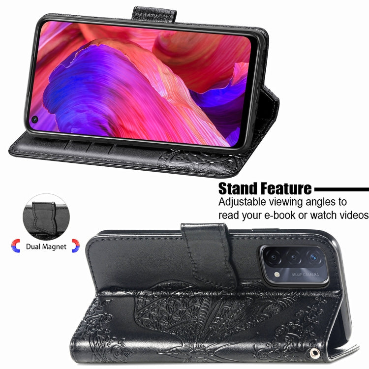 For OPPO A93 Butterfly Love Flower Embossed Horizontal Flip Leather Case with Bracket & Card Slot & Wallet & Lanyard