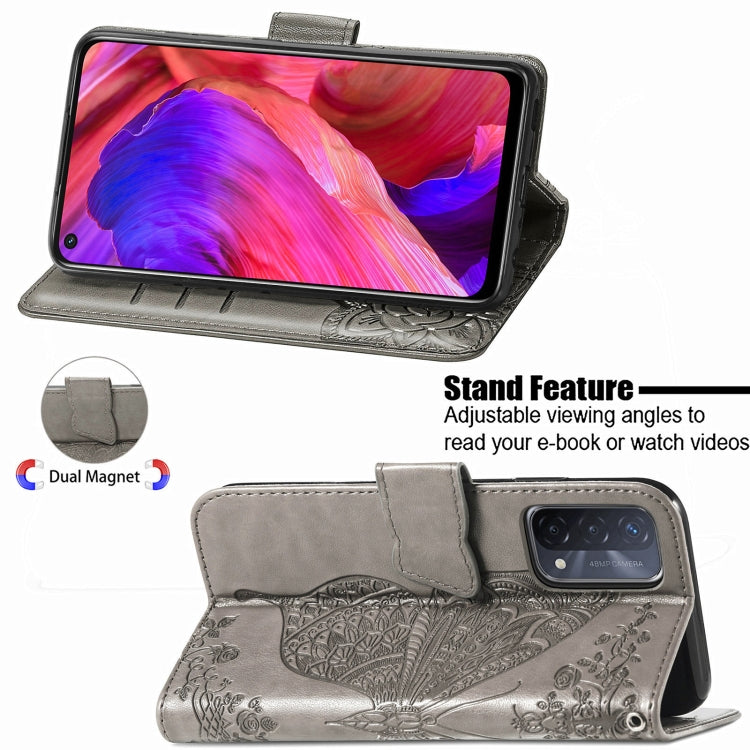 For OPPO A93 Butterfly Love Flower Embossed Horizontal Flip Leather Case with Bracket & Card Slot & Wallet & Lanyard