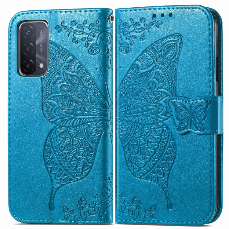 For OPPO A93 Butterfly Love Flower Embossed Horizontal Flip Leather Case with Bracket & Card Slot & Wallet & Lanyard