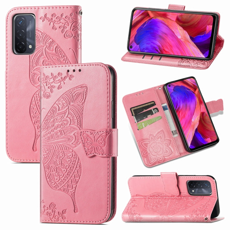 For OPPO A93 Butterfly Love Flower Embossed Horizontal Flip Leather Case with Bracket & Card Slot & Wallet & Lanyard