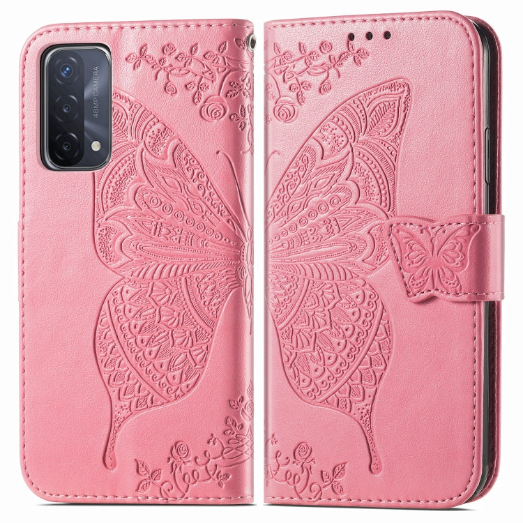 For OPPO A93 Butterfly Love Flower Embossed Horizontal Flip Leather Case with Bracket & Card Slot & Wallet & Lanyard