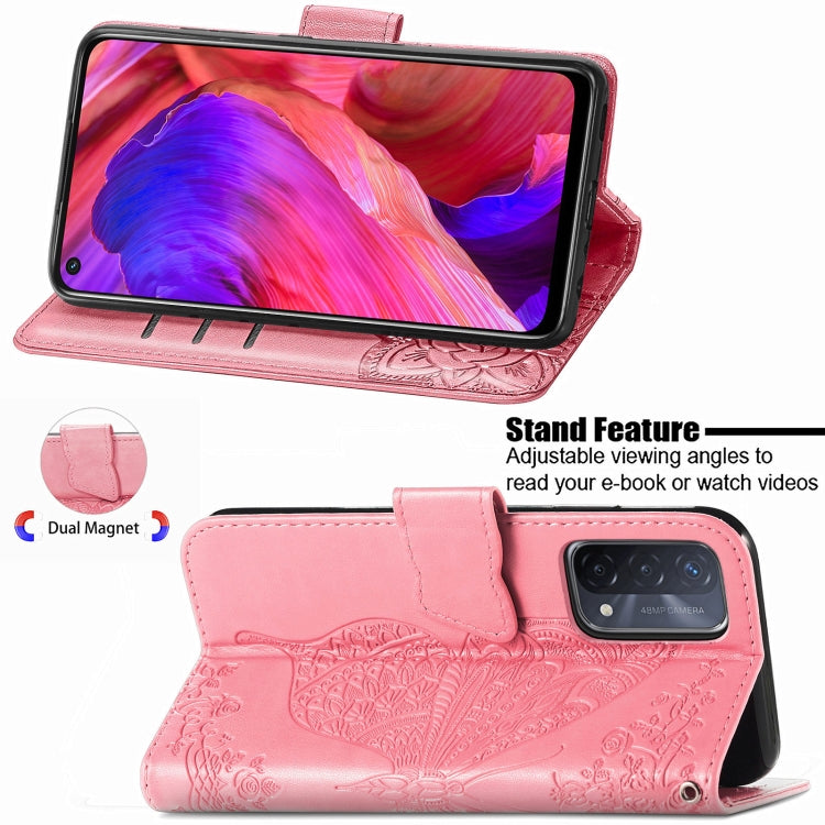 For OPPO A93 Butterfly Love Flower Embossed Horizontal Flip Leather Case with Bracket & Card Slot & Wallet & Lanyard