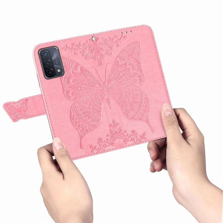 For OPPO A93 Butterfly Love Flower Embossed Horizontal Flip Leather Case with Bracket & Card Slot & Wallet & Lanyard