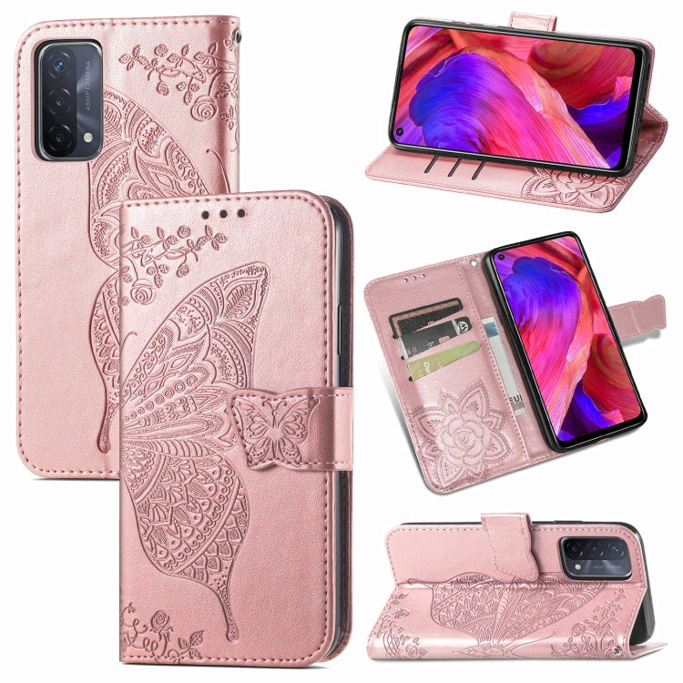 For OPPO A93 Butterfly Love Flower Embossed Horizontal Flip Leather Case with Bracket & Card Slot & Wallet & Lanyard