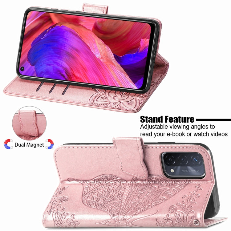 For OPPO A93 Butterfly Love Flower Embossed Horizontal Flip Leather Case with Bracket & Card Slot & Wallet & Lanyard