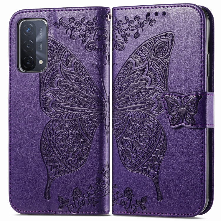 For OPPO A93 Butterfly Love Flower Embossed Horizontal Flip Leather Case with Bracket & Card Slot & Wallet & Lanyard
