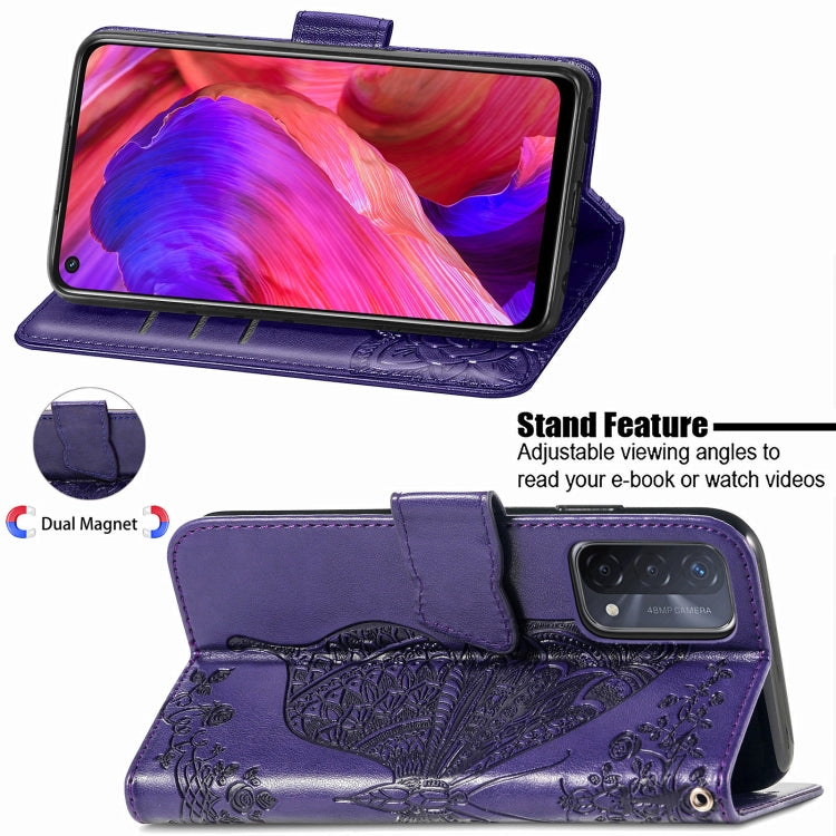 For OPPO A93 Butterfly Love Flower Embossed Horizontal Flip Leather Case with Bracket & Card Slot & Wallet & Lanyard