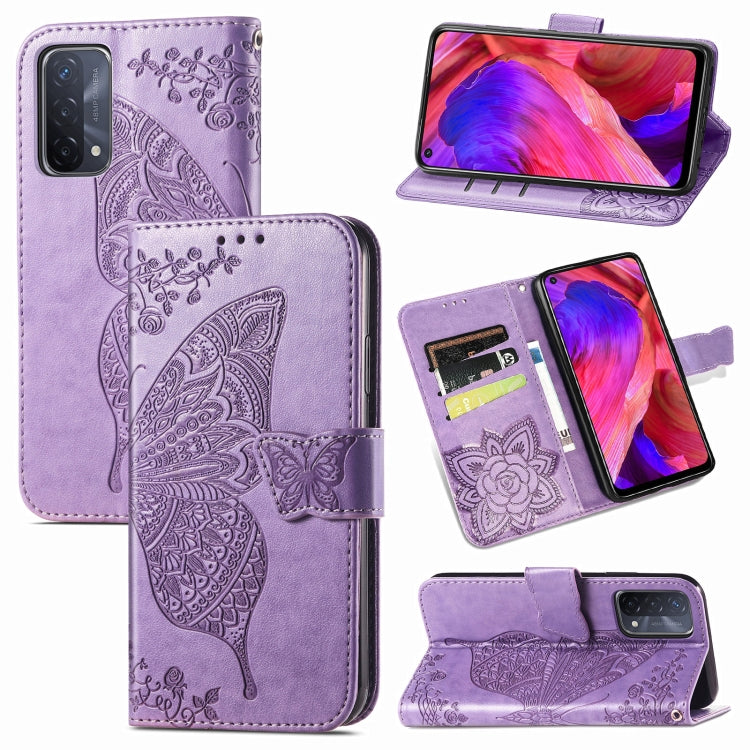 For OPPO A93 Butterfly Love Flower Embossed Horizontal Flip Leather Case with Bracket & Card Slot & Wallet & Lanyard