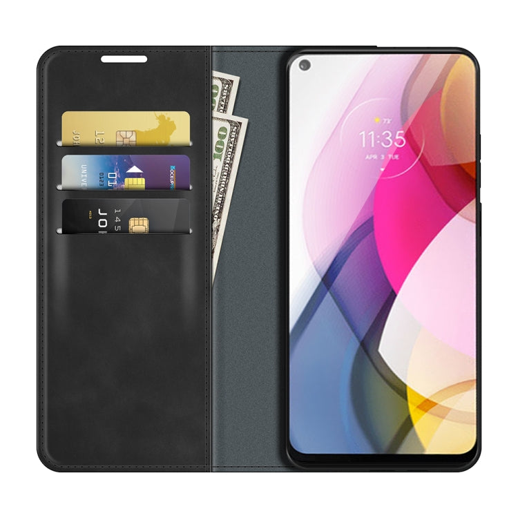 For Motorola Moto G Stylus 2021 Retro-skin Business Magnetic Suction Leather Case with Holder & Card Slots & Wallet
