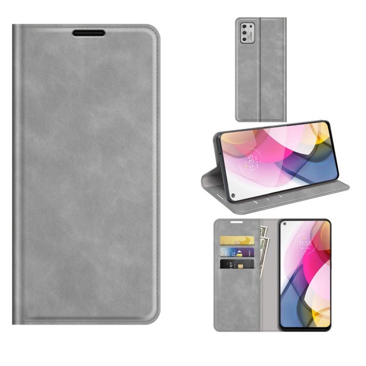 For Motorola Moto G Stylus 2021 Retro-skin Business Magnetic Suction Leather Case with Holder & Card Slots & Wallet