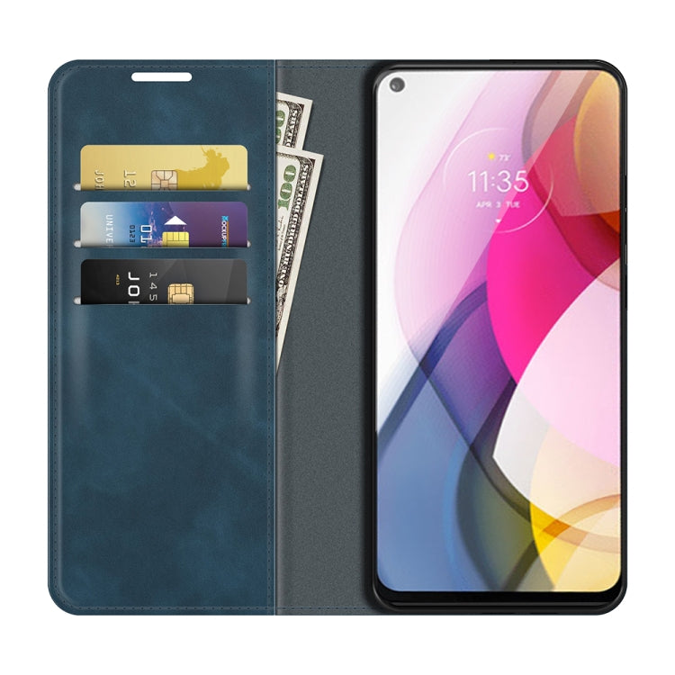 For Motorola Moto G Stylus 2021 Retro-skin Business Magnetic Suction Leather Case with Holder & Card Slots & Wallet