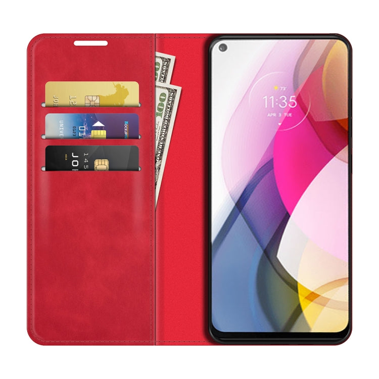 For Motorola Moto G Stylus 2021 Retro-skin Business Magnetic Suction Leather Case with Holder & Card Slots & Wallet