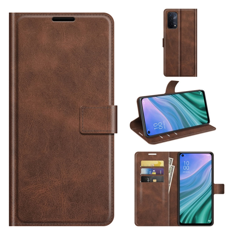 For OPPO A54 5G Retro Calf Pattern Buckle Horizontal Flip Leather Case with Holder & Card Slots & Wallet