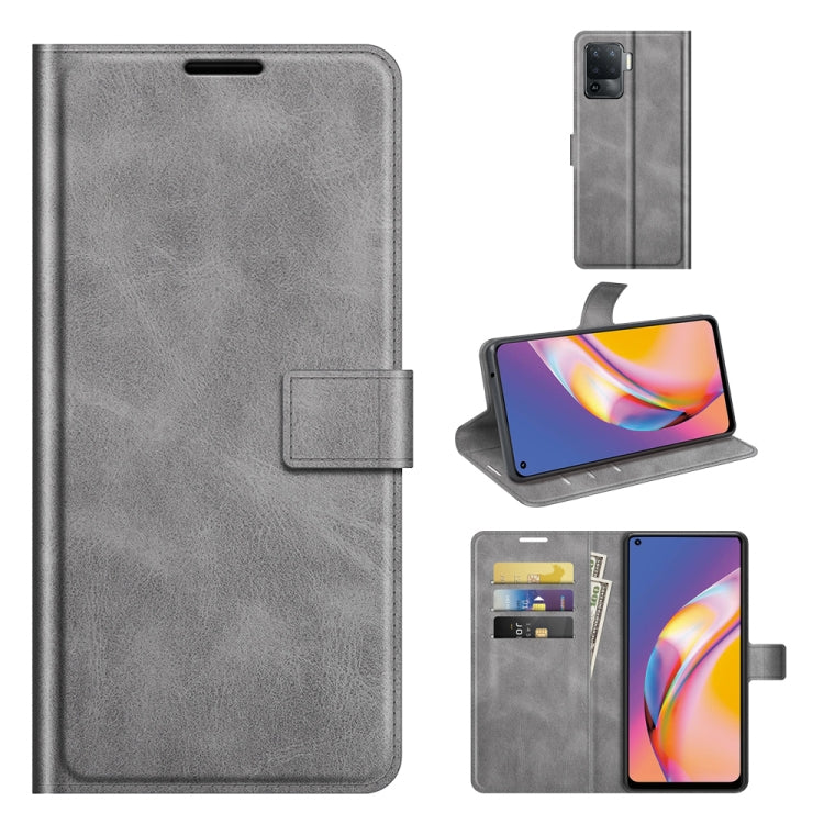 For OPPO A94 4G / F19 Pro Retro Calf Pattern Buckle Horizontal Flip Leather Case with Holder & Card Slots & Wallet