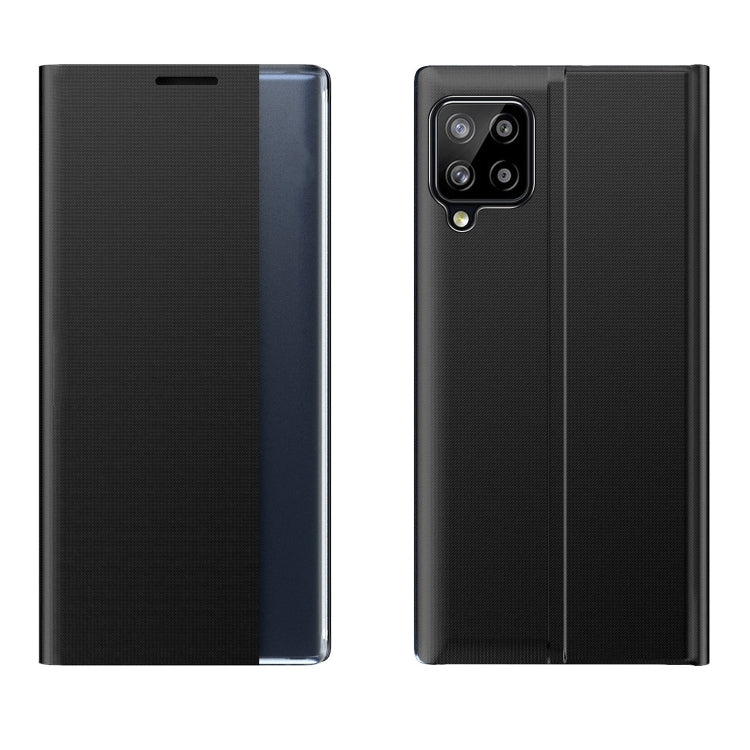 For Samsung Galaxy F62/M62 Side Display Magnetic Horizontal Flip Plain Texture Cloth + PC Case with Holder & Sleep / Wake-up Function