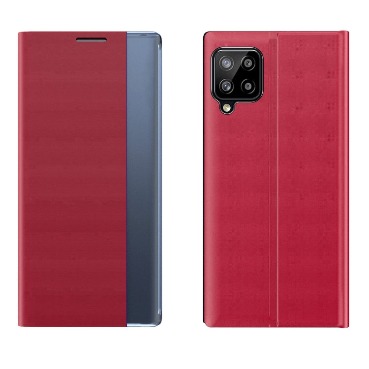 For Samsung Galaxy F62/M62 Side Display Magnetic Horizontal Flip Plain Texture Cloth + PC Case with Holder & Sleep / Wake-up Function