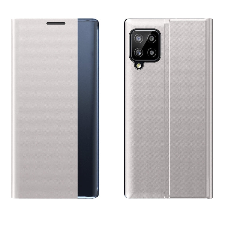 For Samsung Galaxy F62/M62 Side Display Magnetic Horizontal Flip Plain Texture Cloth + PC Case with Holder & Sleep / Wake-up Function