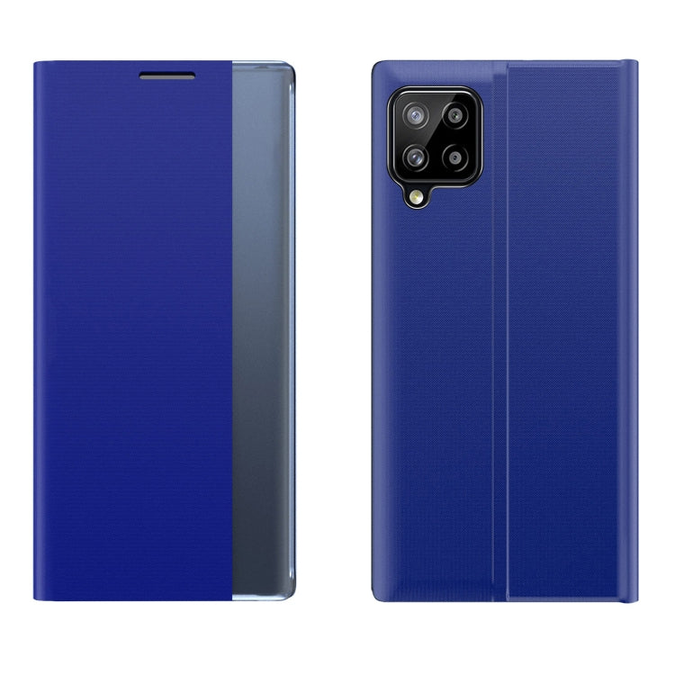 For Samsung Galaxy F62/M62 Side Display Magnetic Horizontal Flip Plain Texture Cloth + PC Case with Holder & Sleep / Wake-up Function