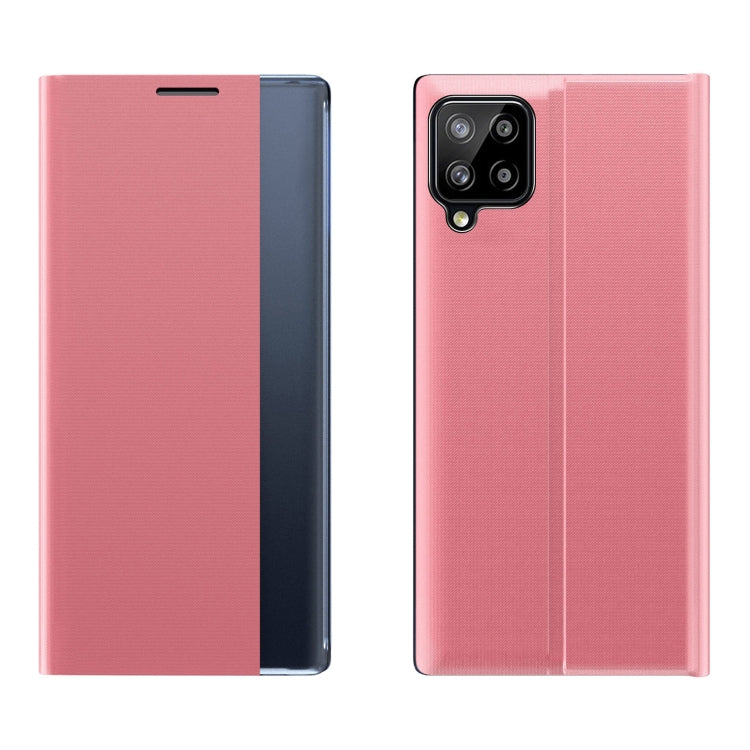 For Samsung Galaxy F62/M62 Side Display Magnetic Horizontal Flip Plain Texture Cloth + PC Case with Holder & Sleep / Wake-up Function