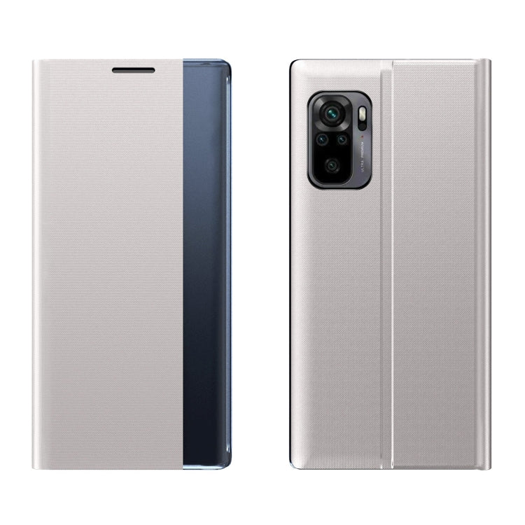 For Xiaomi Redmi Note 10 4G / Note 10S Side Display Magnetic Horizontal Flip Plain Texture Cloth + PC Case with Holder Function