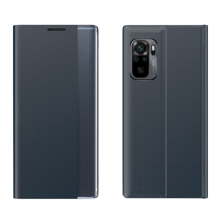 For Xiaomi Redmi Note 10 4G / Note 10S Side Display Magnetic Horizontal Flip Plain Texture Cloth + PC Case with Holder Function