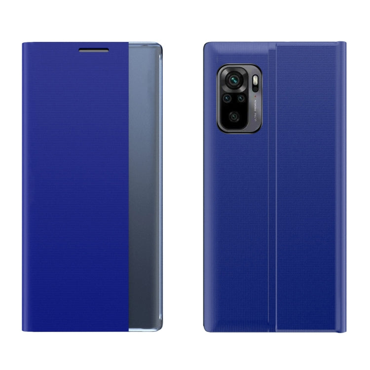 For Xiaomi Redmi Note 10 4G / Note 10S Side Display Magnetic Horizontal Flip Plain Texture Cloth + PC Case with Holder Function