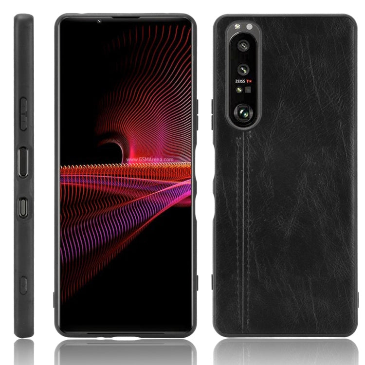 For Sony Xperia 1 III Shockproof Sewing Cow Pattern Skin PC + PU + TPU Case