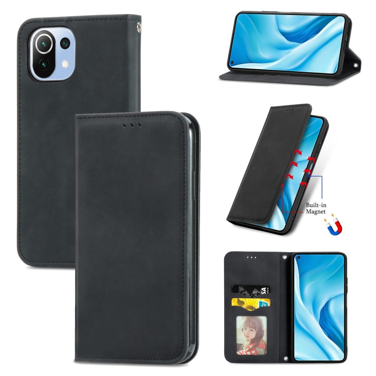 For Xiaomi Mi 11 Lite Retro Skin Feel Business Magnetic Horizontal Flip Leather Case With Holder & Card Slots & Wallet & Photo Frame