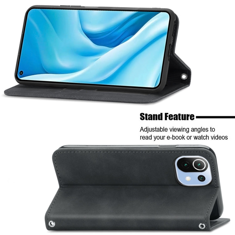 For Xiaomi Mi 11 Lite Retro Skin Feel Business Magnetic Horizontal Flip Leather Case With Holder & Card Slots & Wallet & Photo Frame