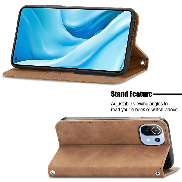 For Xiaomi Mi 11 Lite Retro Skin Feel Business Magnetic Horizontal Flip Leather Case With Holder & Card Slots & Wallet & Photo Frame