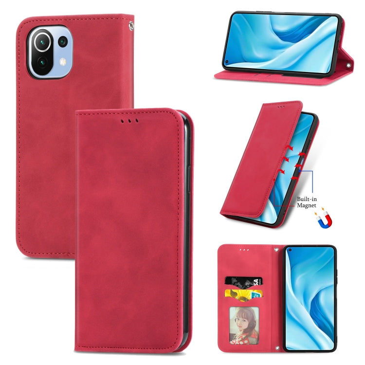 For Xiaomi Mi 11 Lite Retro Skin Feel Business Magnetic Horizontal Flip Leather Case With Holder & Card Slots & Wallet & Photo Frame