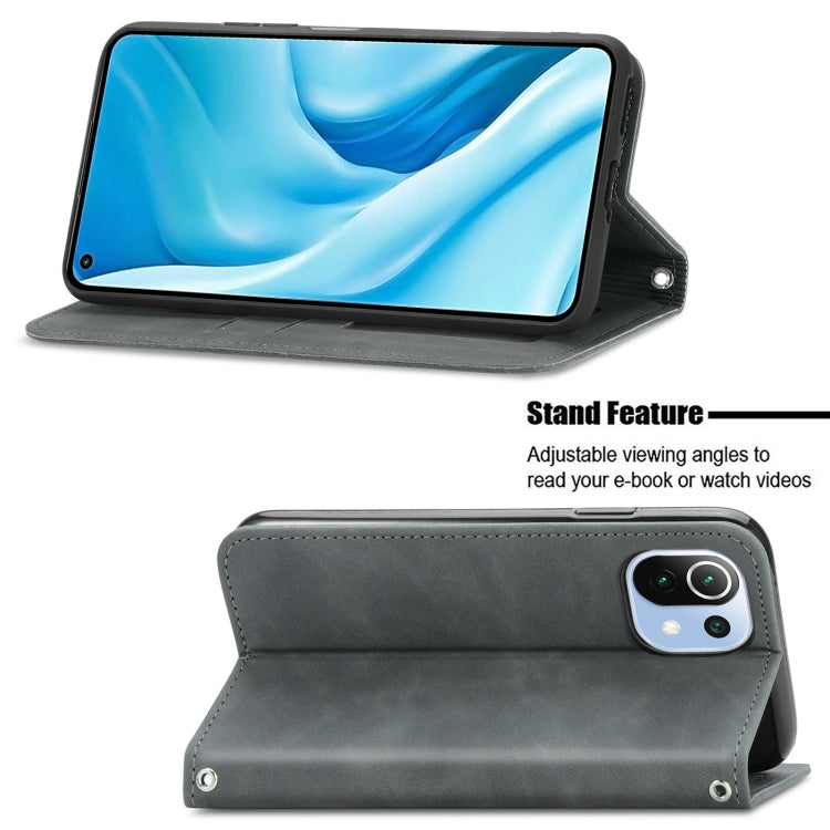 For Xiaomi Mi 11 Lite Retro Skin Feel Business Magnetic Horizontal Flip Leather Case With Holder & Card Slots & Wallet & Photo Frame