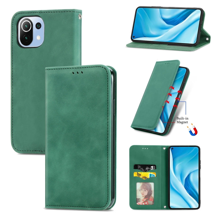 For Xiaomi Mi 11 Lite Retro Skin Feel Business Magnetic Horizontal Flip Leather Case With Holder & Card Slots & Wallet & Photo Frame