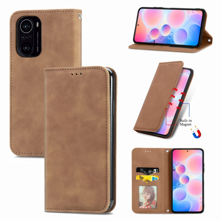 For Xiaomi Redmi K40 / K40 Pro /K40 Pro+ Retro Skin Feel Business Magnetic Horizontal Flip Leather Case With Holder & Card Slots & Wallet & Photo Frame