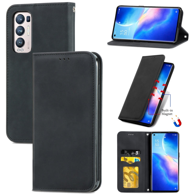 For OPPO Reno5 Pro+ 5G Retro Skin Feel Business Magnetic Horizontal Flip Leather Case With Holder & Card Slots & Wallet & Photo Frame