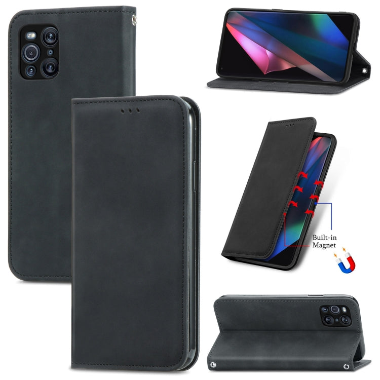 For OPPO Find X3 Pro Retro Skin Feel Business Magnetic Horizontal Flip Leather Case With Holder & Card Slots & Wallet & Photo Frame