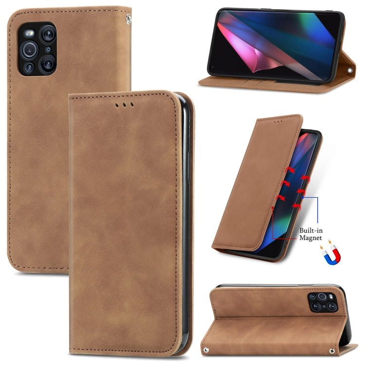 For OPPO Find X3 Pro Retro Skin Feel Business Magnetic Horizontal Flip Leather Case With Holder & Card Slots & Wallet & Photo Frame
