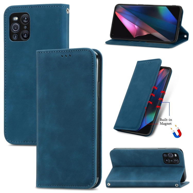 For OPPO Find X3 Pro Retro Skin Feel Business Magnetic Horizontal Flip Leather Case With Holder & Card Slots & Wallet & Photo Frame