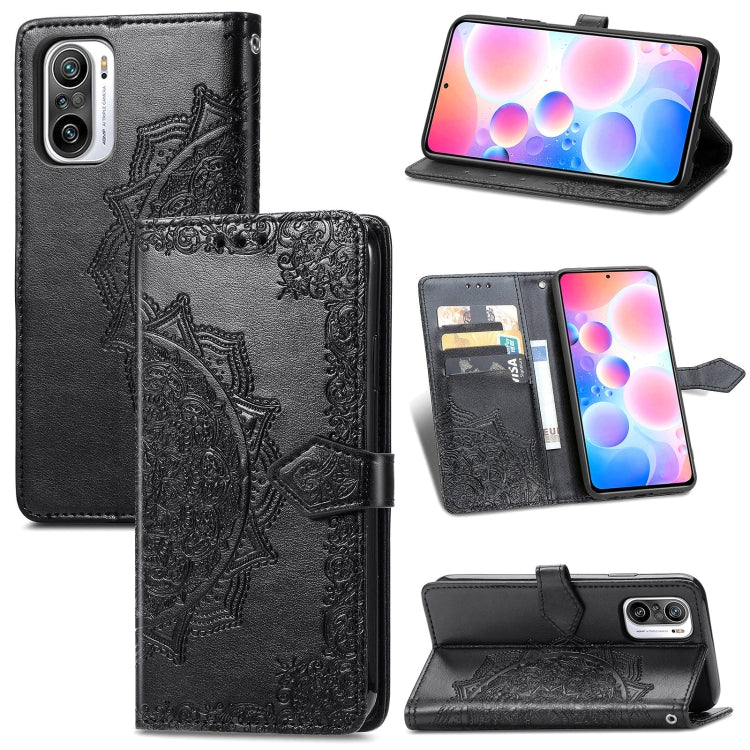 Halfway Mandala Embossing Pattern Horizontal Flip Leather Case with Holder & Card Slots & Wallet & Lanyard For Xiaomi Redmi Note 10 Pro