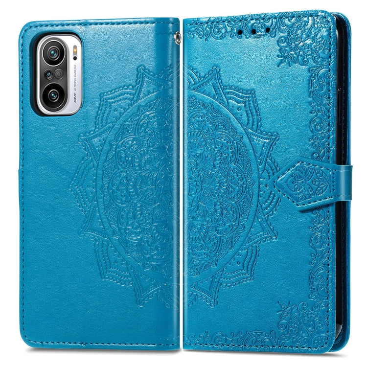 Halfway Mandala Embossing Pattern Horizontal Flip Leather Case with Holder & Card Slots & Wallet & Lanyard For Xiaomi Redmi Note 10 Pro