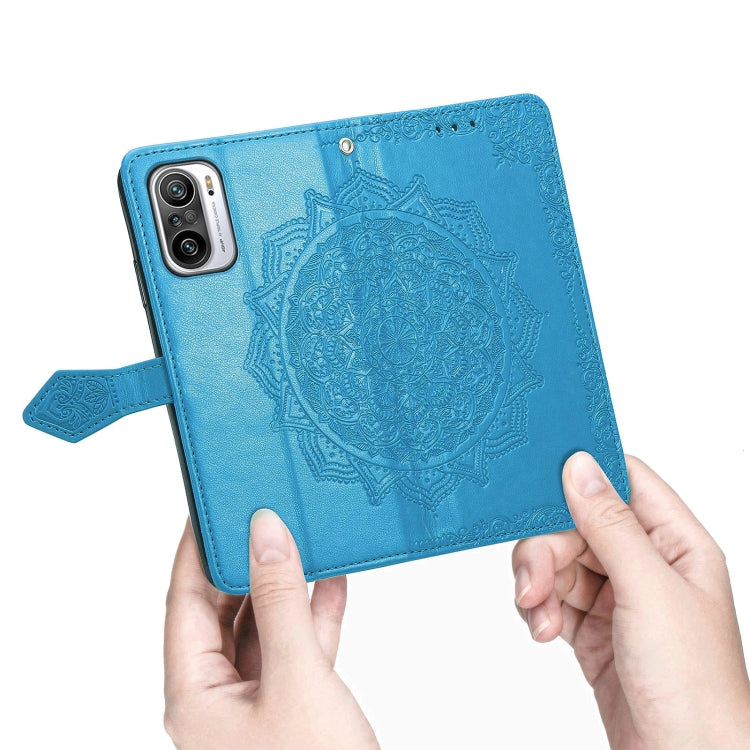 Halfway Mandala Embossing Pattern Horizontal Flip Leather Case with Holder & Card Slots & Wallet & Lanyard For Xiaomi Redmi Note 10 Pro