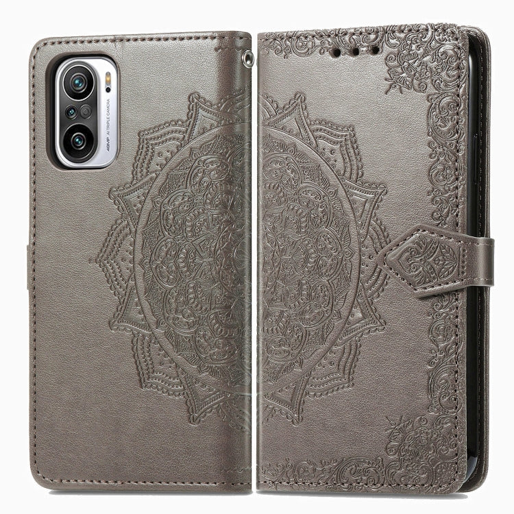 Halfway Mandala Embossing Pattern Horizontal Flip Leather Case with Holder & Card Slots & Wallet & Lanyard For Xiaomi Redmi Note 10 Pro