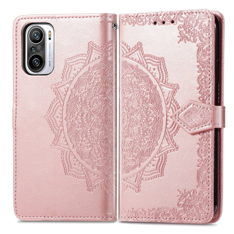 Halfway Mandala Embossing Pattern Horizontal Flip Leather Case with Holder & Card Slots & Wallet & Lanyard For Xiaomi Redmi Note 10 Pro