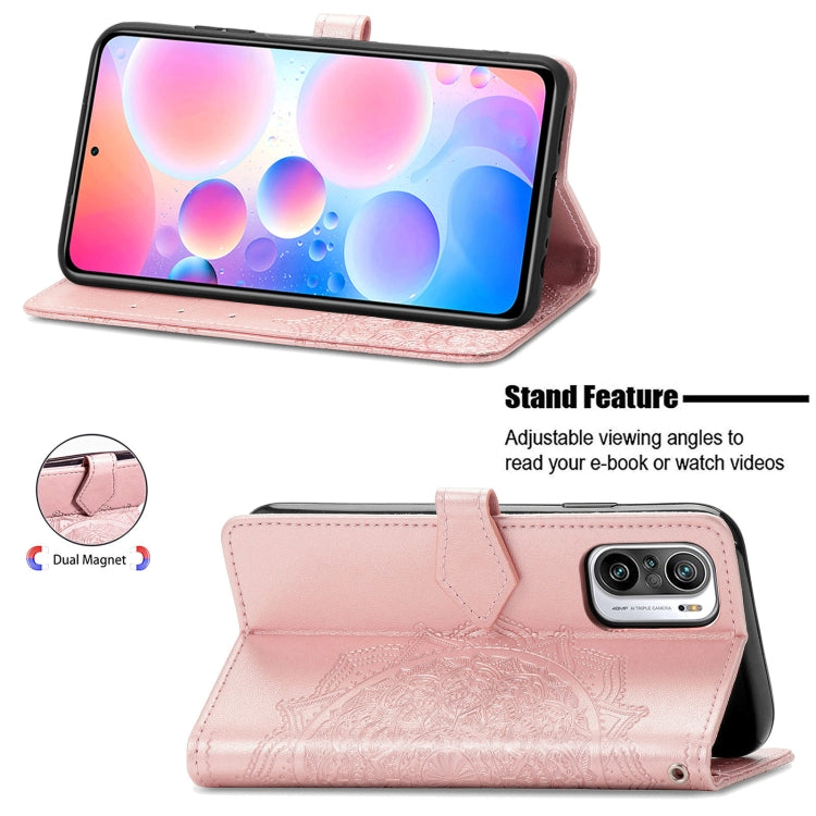 Halfway Mandala Embossing Pattern Horizontal Flip Leather Case with Holder & Card Slots & Wallet & Lanyard For Xiaomi Redmi Note 10 Pro