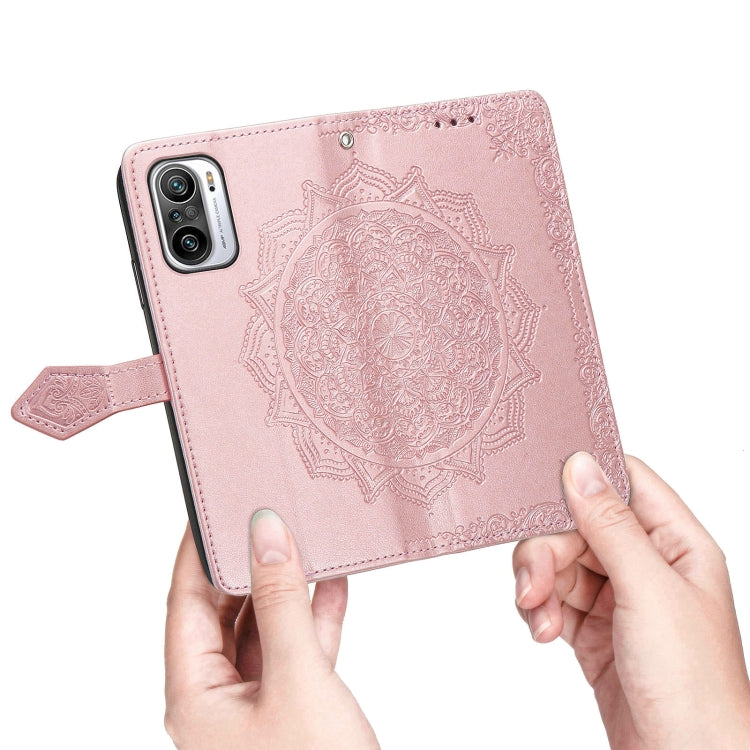 Halfway Mandala Embossing Pattern Horizontal Flip Leather Case with Holder & Card Slots & Wallet & Lanyard For Xiaomi Redmi Note 10 Pro